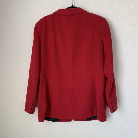 JG Hook Blazer Jacket Women 14 Red Wool Cashmere Holiday Christmas Glam VTG - Picture 2 of 11